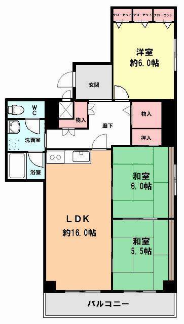 Floor plan. 3LDK, Price 18,800,000 yen, Occupied area 83.04 sq m , Balcony area 7.32 sq m