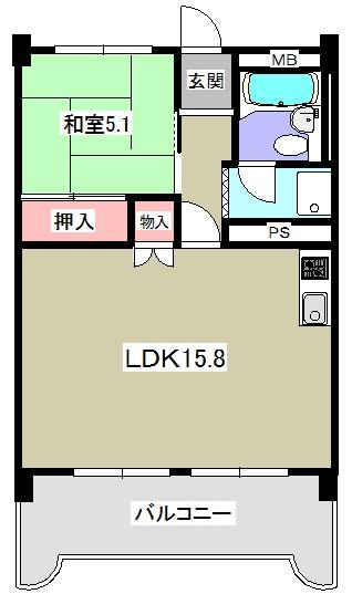 Floor plan. 1LDK, Price 11 million yen, Footprint 48 sq m , Balcony area 9.91 sq m 1LDK. How is it as income-producing properties (12 May 2013)