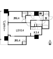 Floor: 2LDK, occupied area: 63.71 sq m, Price: 34.5 million yen