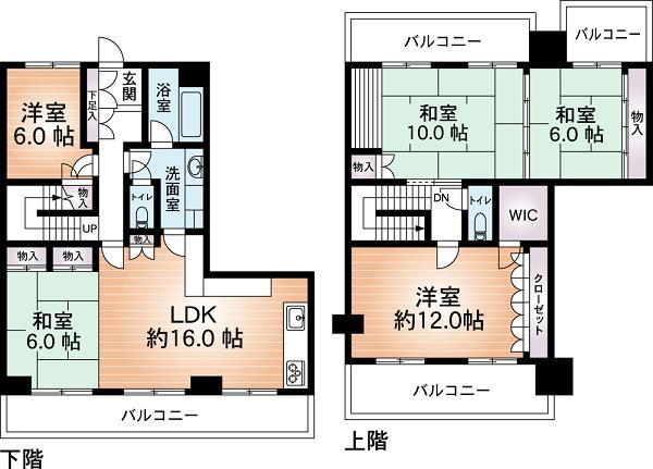 Floor plan. 5LDK, Price 34,800,000 yen, The area occupied 147.2 sq m , Balcony area 38.58 sq m