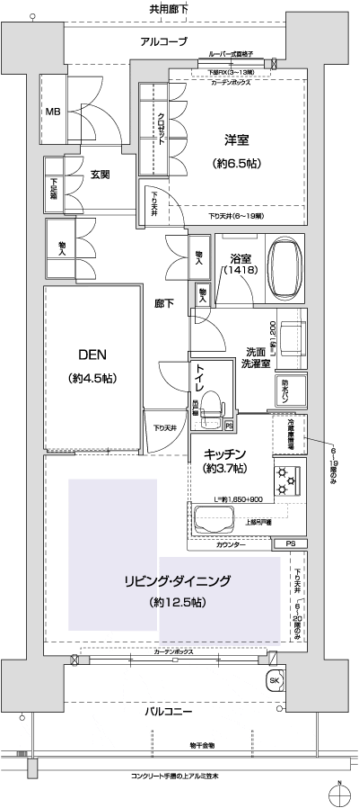 Floor: 1LDK + DEN, occupied area: 65 sq m, Price: 32,060,000 yen