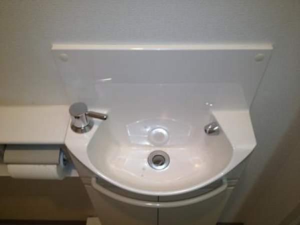 Toilet. With hand washing counter