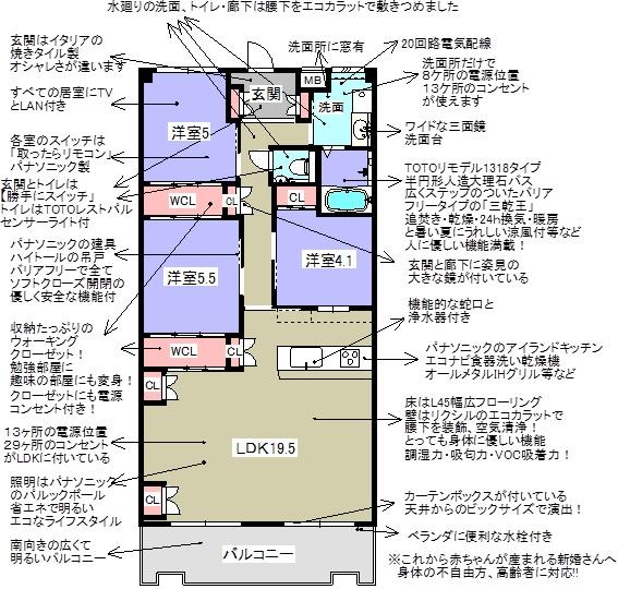 Floor plan. 3LDK, Price 26 million yen, Occupied area 74.34 sq m , All up to a balcony area 9.72 sq m piping and full renovation, Billion tion class interior design commitment pulled. (Towa Minamihorie Coop)