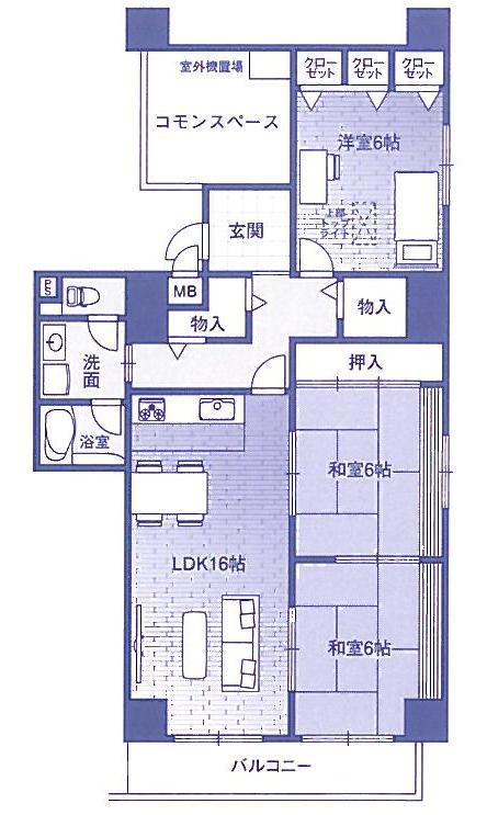 Floor plan. 3LDK, Price 17.8 million yen, Occupied area 83.04 sq m , Balcony area 7.32 sq m southeast corner room  LDK about 16 Jominami  Storage space Yes