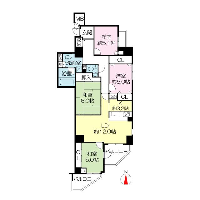 Floor plan. 4LDK, Price 36,900,000 yen, Occupied area 89.01 sq m , Balcony area 8.35 sq m