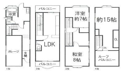 Floor plan. 34,500,000 yen, 3LDK, Land area 56.29 sq m , Building area 135.63 sq m