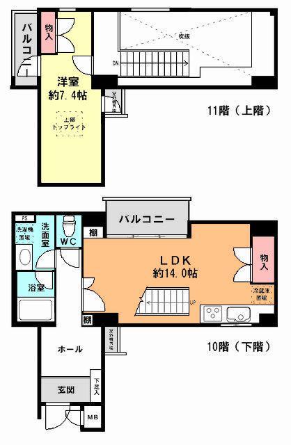 Floor plan. 1LDK, Price 15.8 million yen, Occupied area 55.12 sq m , Balcony area 6.66 sq m