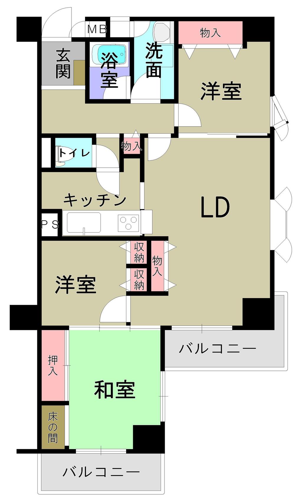 Floor plan. 3LDK, Price 21,800,000 yen, Footprint 71.6 sq m , Balcony area 8.51 sq m 8 floor ・ Sunshine in the southeast corner room two faces lighting ・ ventilation ・ View is good