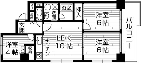 Floor plan. 3LDK, Price 17.8 million yen, Occupied area 60.06 sq m , Balcony area 6.77 sq m