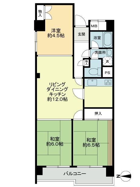 Floor plan. 3LDK, Price 14.8 million yen, Occupied area 70.29 sq m , Balcony area 7.43 sq m
