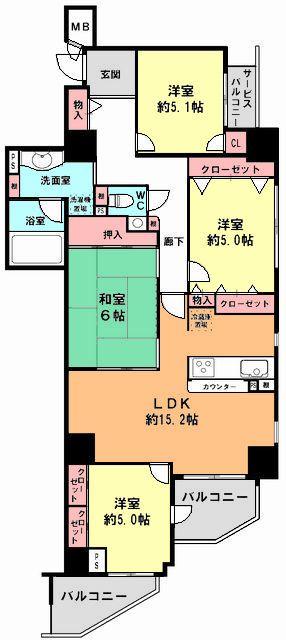 Floor plan. 4LDK, Price 36,900,000 yen, Occupied area 89.01 sq m , Balcony area 8.35 sq m
