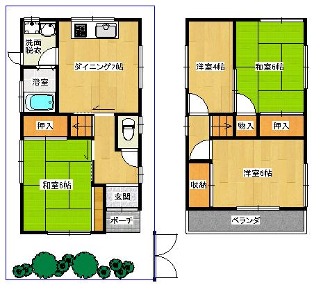 Floor plan. 7.8 million yen, 4DK, Land area 75.54 sq m , Building area 69.14 sq m interior renovated