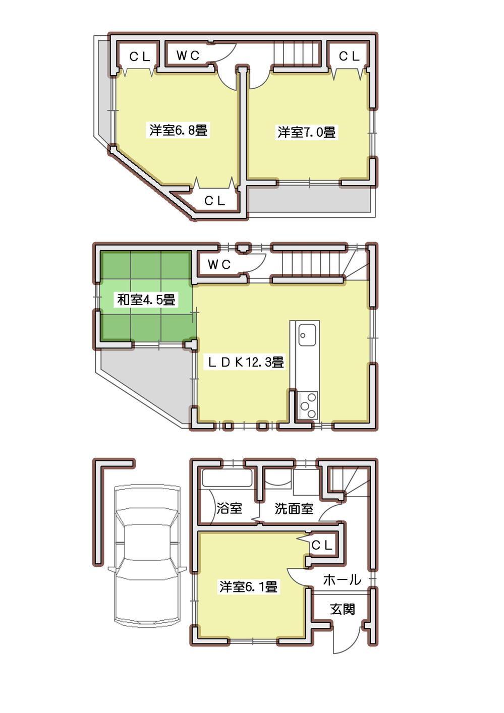 Floor plan. 26,800,000 yen, 4LDK, Land area 53.81 sq m , Building area 97.11 sq m