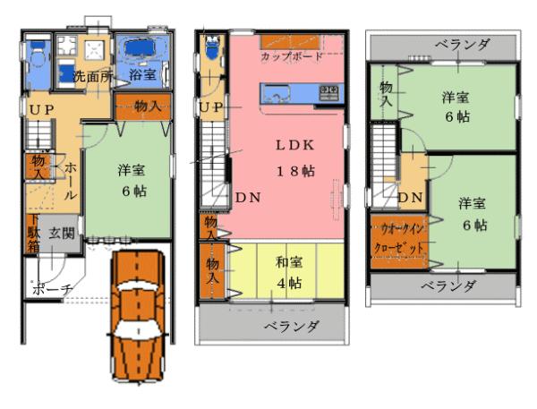 Floor plan. (No. 5 locations), Price 23.5 million yen, 3LDK, Land area 59.09 sq m , Building area 104.47 sq m