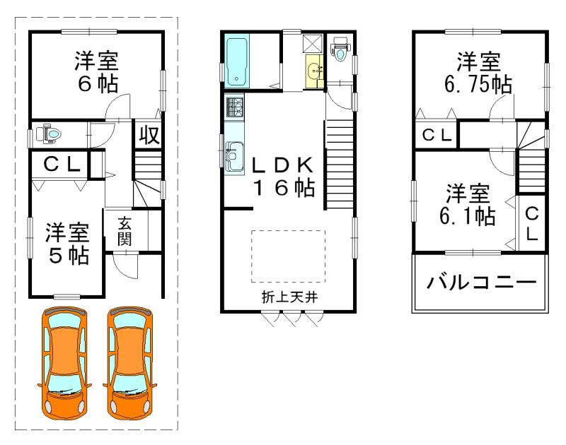 Floor plan. 26,800,000 yen, 4LDK, Land area 70.33 sq m , Building area 94.15 sq m