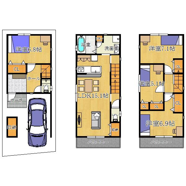 Floor plan. 26,800,000 yen, 4LDK, Land area 55.88 sq m , Building area 101.37 sq m Mato plan view
