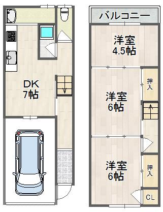 Floor plan. 8.8 million yen, 3DK, Land area 40.19 sq m , Building area 57.62 sq m