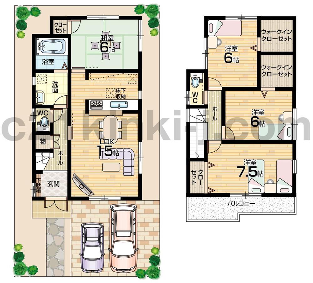 Floor plan. (No. 1 point), Price 30,800,000 yen, 4LDK+2S, Land area 100.37 sq m , Building area 96.39 sq m