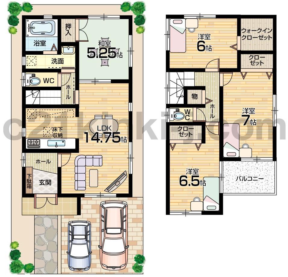 Floor plan. (No. 3 locations), Price 30,800,000 yen, 4LDK+S, Land area 98 sq m , Building area 94.77 sq m