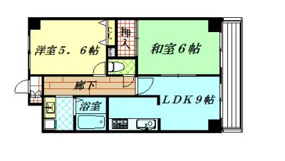 Floor plan. 2LDK, Price 10.8 million yen, Occupied area 48.23 sq m , Balcony area 6.34 sq m