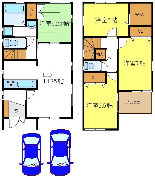 Floor plan. (No. 3 locations), Price 30,800,000 yen, 4LDK, Land area 98 sq m , Building area 96.39 sq m