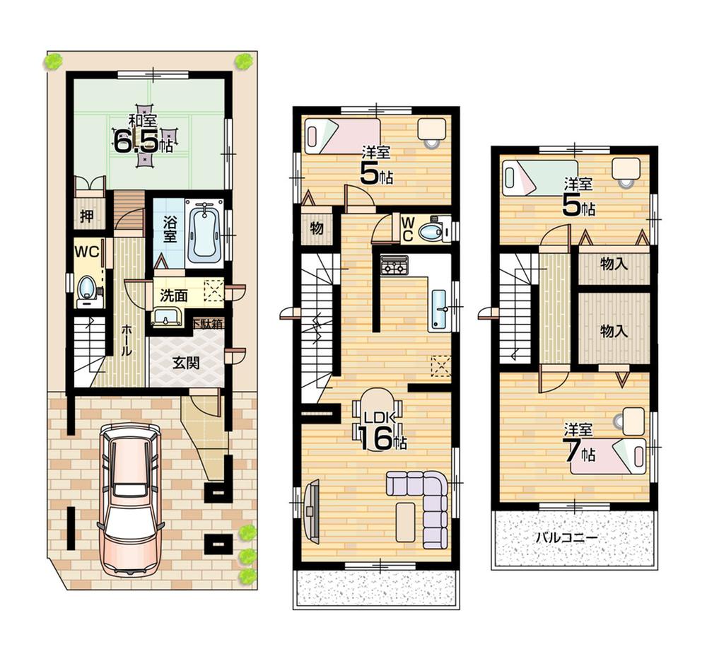 Floor plan. (No. 2 locations), Price 24,800,000 yen, 4LDK, Land area 62.43 sq m , Building area 95.33 sq m