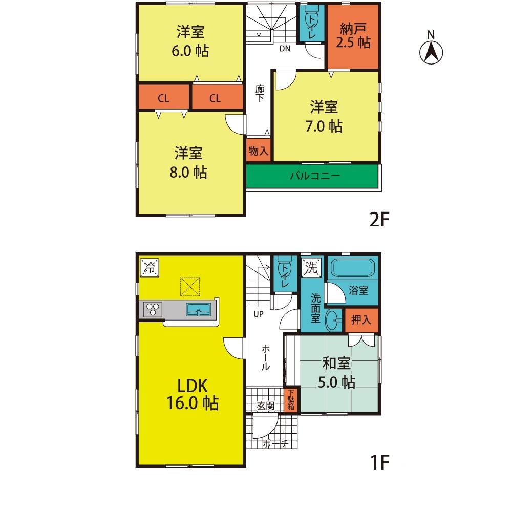 Floor plan. (1 Building), Price 25,800,000 yen, 4LDK+S, Land area 105.8 sq m , Building area 100.03 sq m