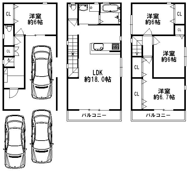 Floor plan. Price 26,800,000 yen, 4LDK, Land area 81.36 sq m , Building area 100 sq m