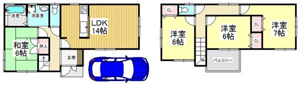 Floor plan. 20.8 million yen, 4LDK, Land area 89.37 sq m , Building area 92.34 sq m all room 6 tatami mats or more, Storage space ensure