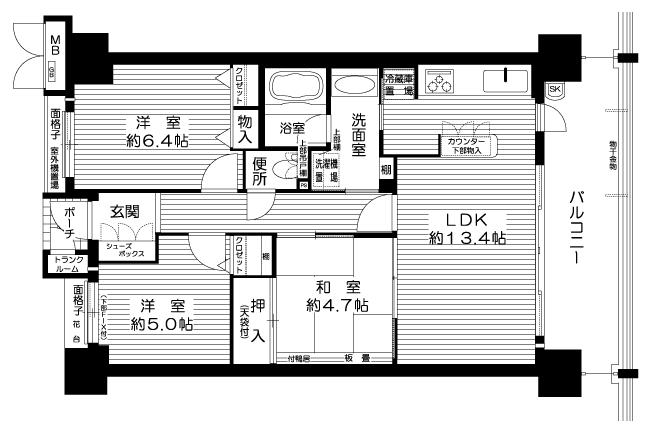 Floor plan. 3LDK, Price 18,800,000 yen, Occupied area 67.38 sq m , Balcony area 12.92 sq m