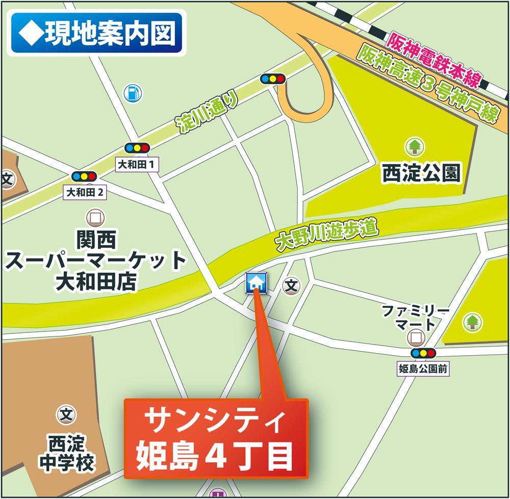 Local guide map. Himejima 4-chome Information map