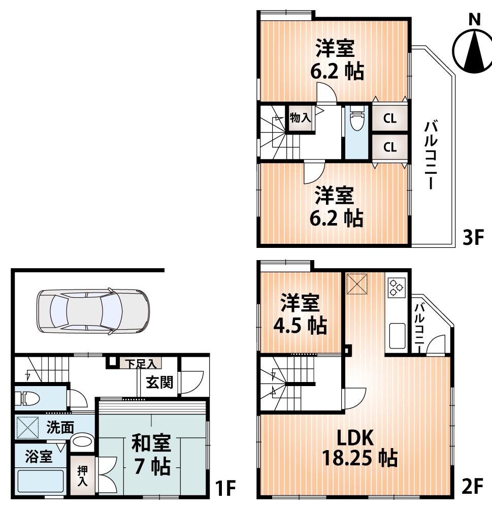 Floor plan. 27,900,000 yen, 4LDK, Land area 57.77 sq m , Building area 120.05 sq m