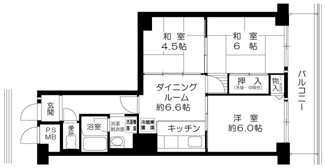 Floor plan. 3DK, Price 7.9 million yen, Occupied area 53.55 sq m , Balcony area 8.82 sq m
