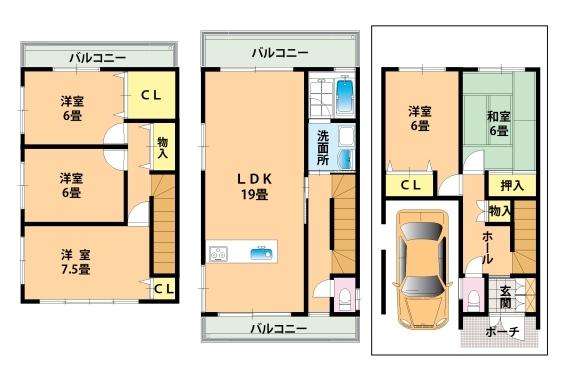 Floor plan. 31,800,000 yen, 4LDK, Land area 100.63 sq m , Building area 100.02 sq m