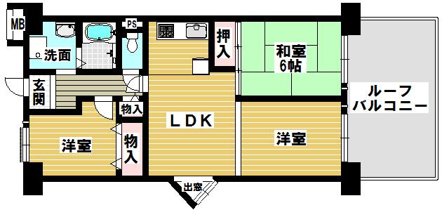 Floor plan. 3LDK, Price 10.8 million yen, Occupied area 59.52 sq m