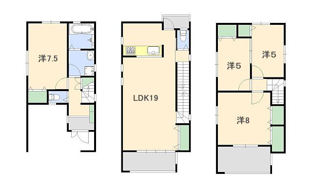 Floor plan. (D No. land), Price 29,800,000 yen, 4LDK, Land area 66.62 sq m , Building area 102.05 sq m