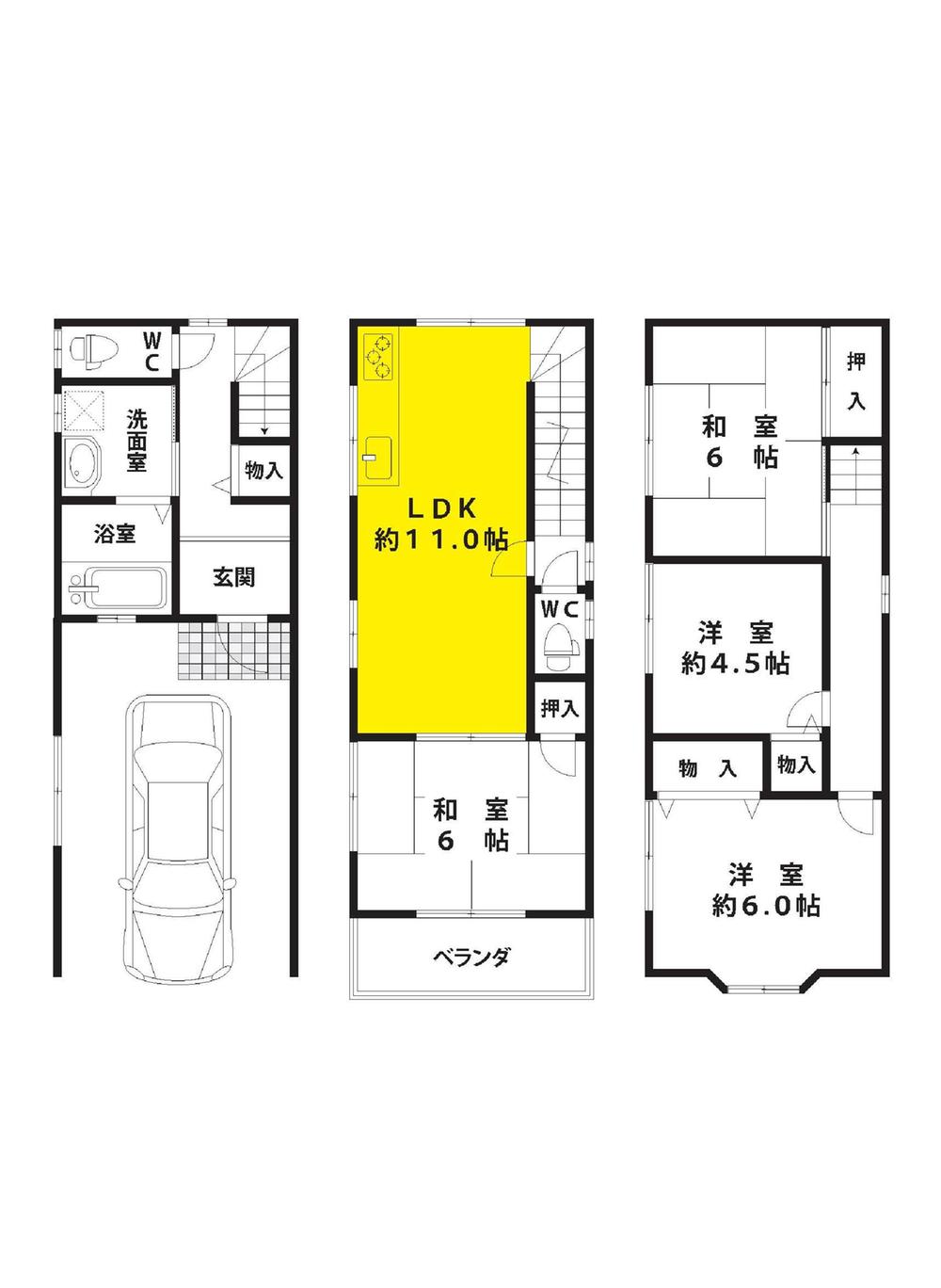 Floor plan. 17.7 million yen, 4LDK, Land area 41.98 sq m , Building area 92.82 sq m