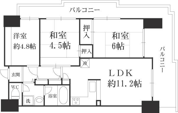 Floor plan. 3LDK, Price 10.5 million yen, Occupied area 57.78 sq m , Balcony area 22.91 sq m floor plan