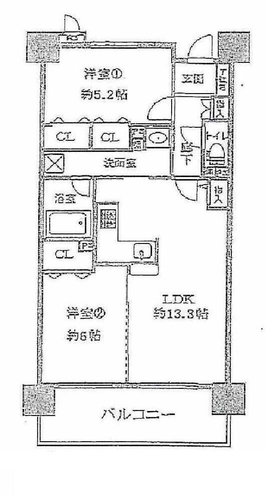 Floor plan. 2LDK, Price 15.8 million yen, Occupied area 56.54 sq m , Balcony area 9.9 sq m