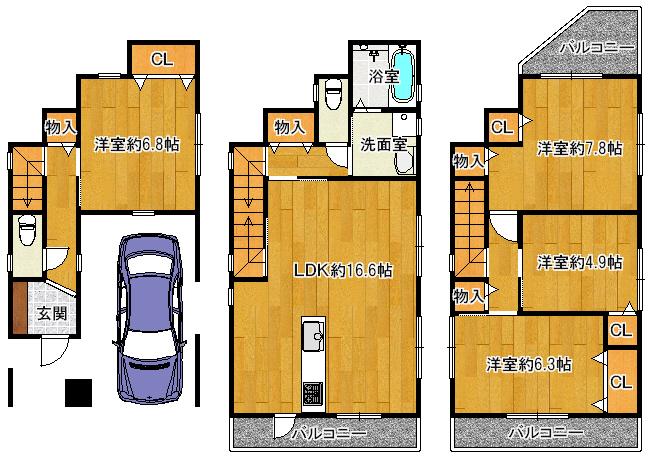 Floor plan. 29,800,000 yen, 4LDK, Land area 65.07 sq m , Building area 104.22 sq m