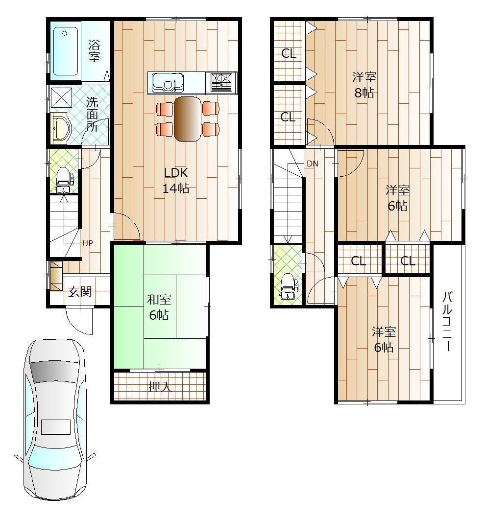 Floor plan. (No. 1 point), Price 35,800,000 yen, 4LDK, Land area 103.65 sq m , Building area 97.71 sq m