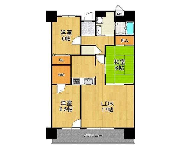 Floor plan. 3LDK, Price 9.8 million yen, Occupied area 75.15 sq m