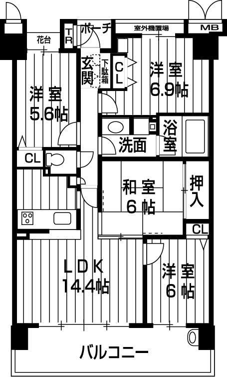 Floor plan. 4LDK, Price 20,900,000 yen, Occupied area 79.25 sq m , Balcony area 15.2 sq m