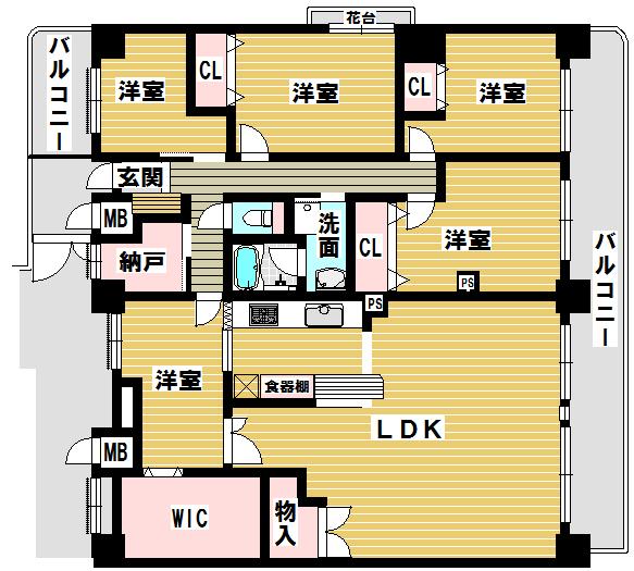 Floor plan. 5LDK + S (storeroom), Price 25,800,000 yen, Footprint 120.62 sq m , Balcony area 23.77 sq m 5SLDK, Price 25,800,000 yen, Footprint 120.62 sq m , Balcony 23.77 sq m