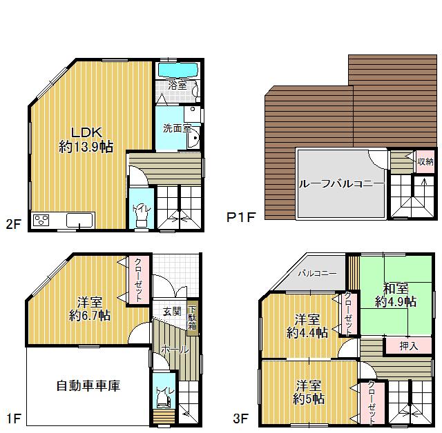 Floor plan. 26,800,000 yen, 4LDK, Land area 46.19 sq m , Building area 92.34 sq m