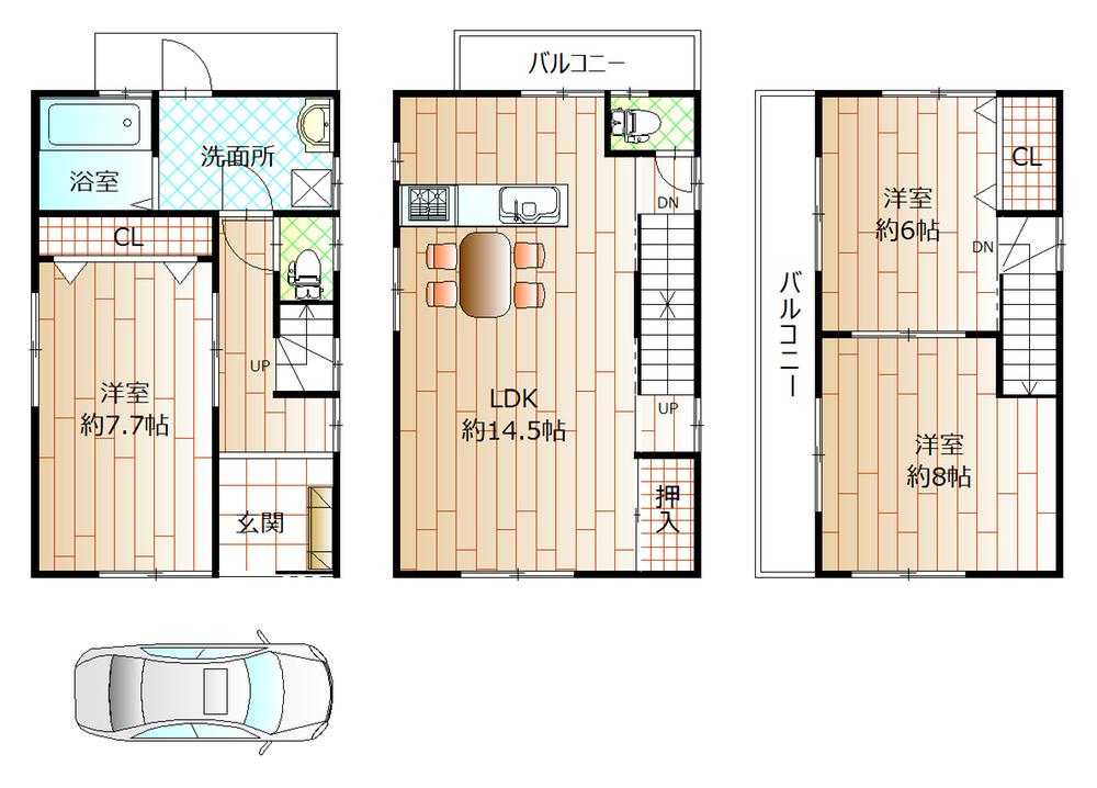 Floor plan. 25,800,000 yen, 3LDK, Land area 58.35 sq m , Building area 86.62 sq m