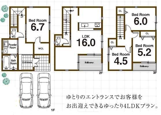 Floor plan. 26,800,000 yen, 4LDK, Land area 81.43 sq m , Building area 96.8 sq m