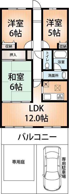 Floor plan. 3LDK, Price 19,800,000 yen, Footprint 68.4 sq m , Balcony area 10.8 sq m