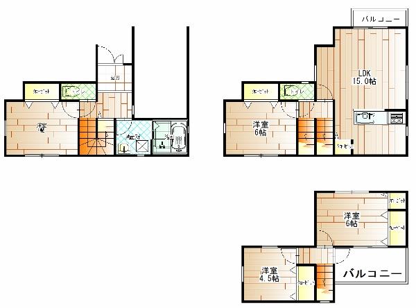 Floor plan. 27,800,000 yen, 4LDK, Land area 69.41 sq m , Building area 92.3 sq m frontage 9m south-facing balcony,