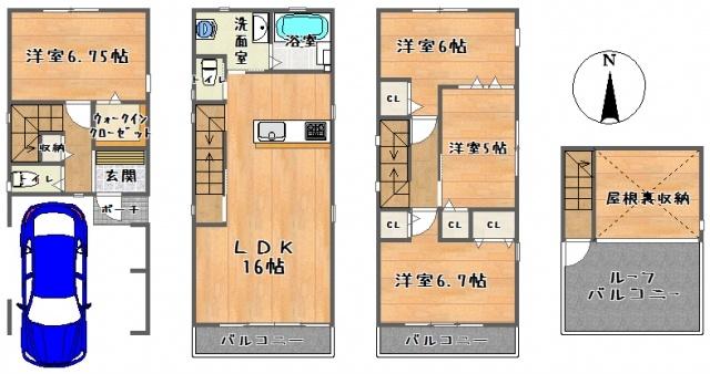 Floor plan. 28.8 million yen, 4LDK, Land area 49.58 sq m , Building area 116.22 sq m